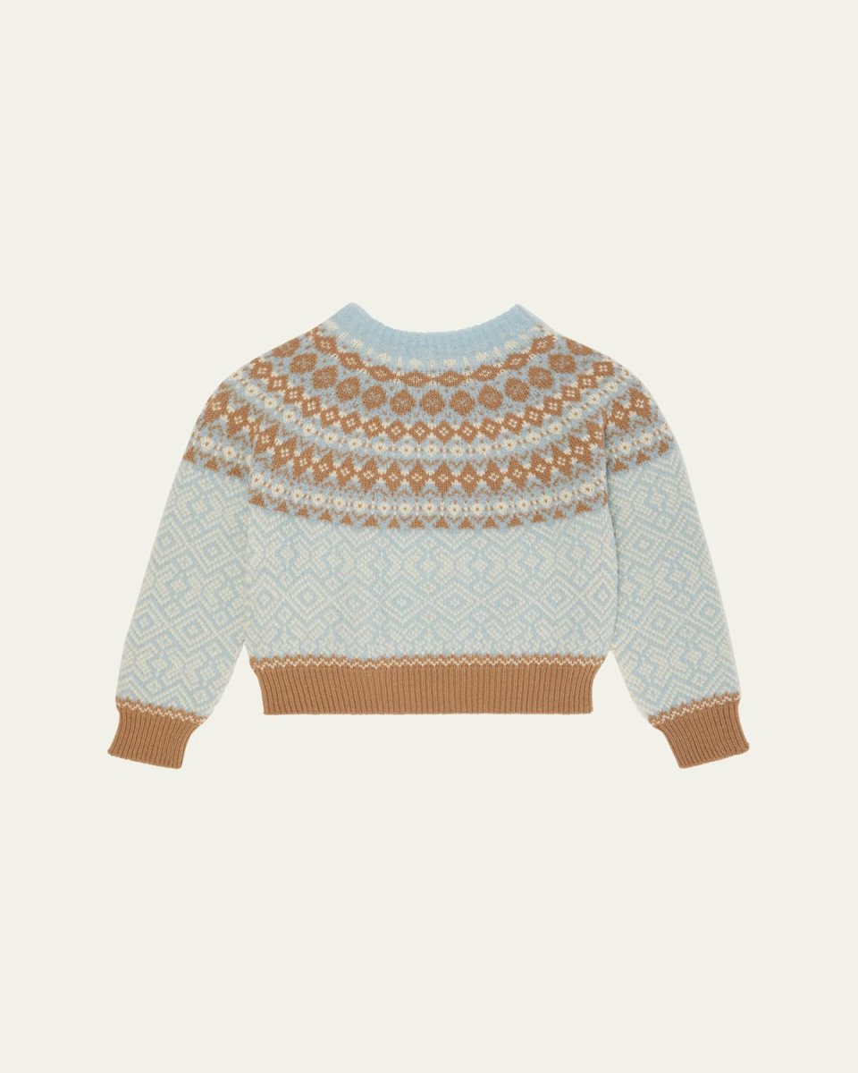 Girl's Fair Isle Wool Crewneck Sweater, Size 8-10